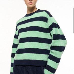 타임 스트라이프 버튼 니트 탑 프리 새상품 팸셀