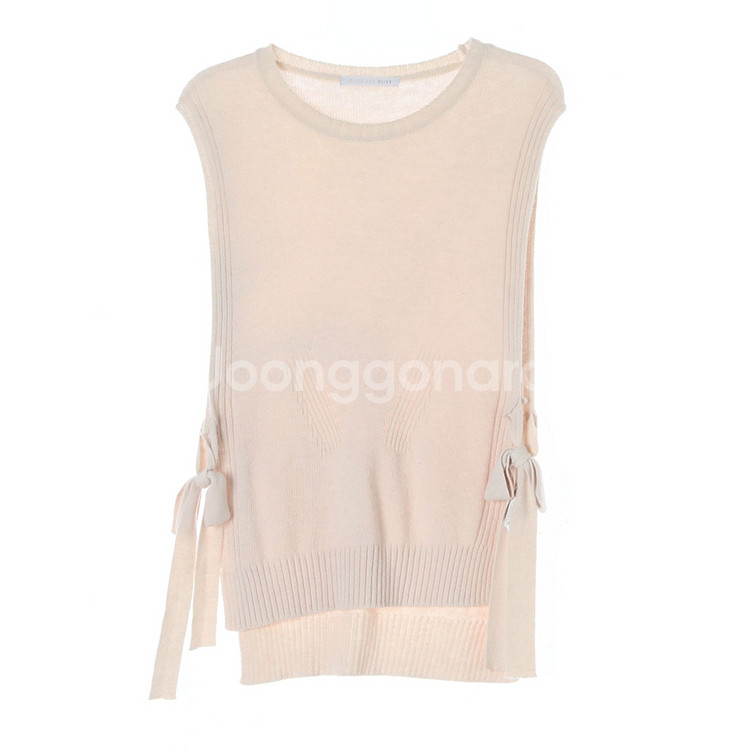 [S]올리브데올리브 베이지 리본 타이 니트 조끼 베스트--0