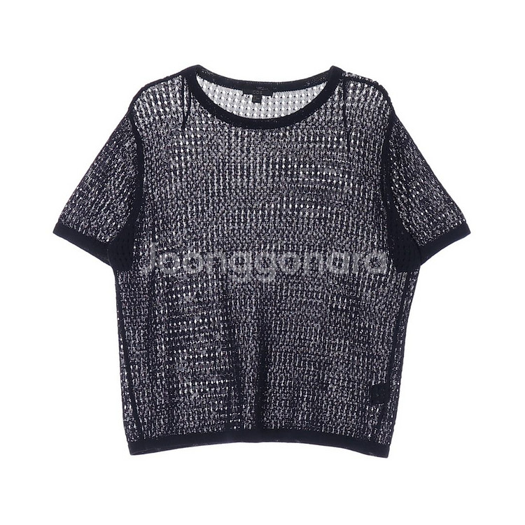 [S]코스 오버핏 시스루 그물망 니트 반팔 티셔츠--0