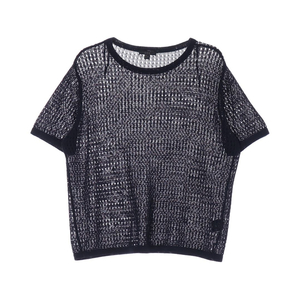 [S]코스 오버핏 시스루 그물망 니트 반팔 티셔츠