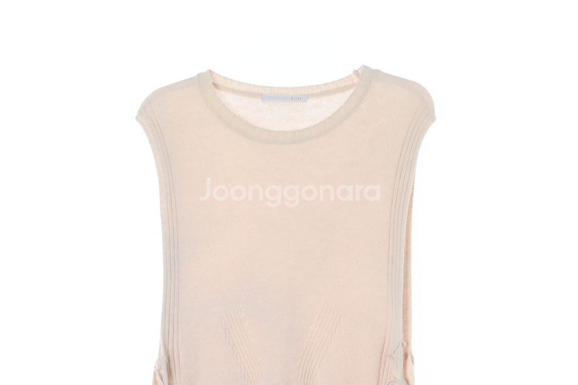 [S]올리브데올리브 베이지 리본 타이 니트 조끼 베스트--1