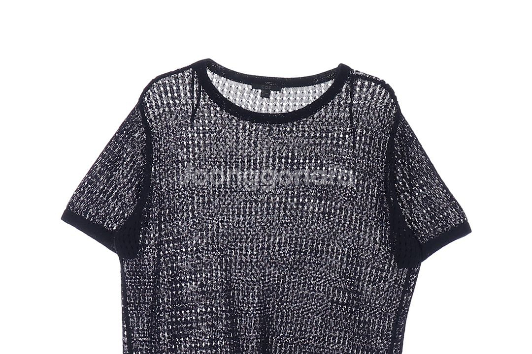 [S]코스 오버핏 시스루 그물망 니트 반팔 티셔츠--1