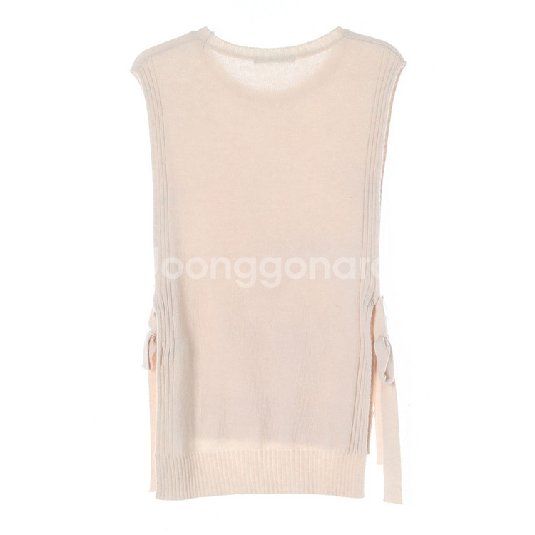 [S]올리브데올리브 베이지 리본 타이 니트 조끼 베스트--3