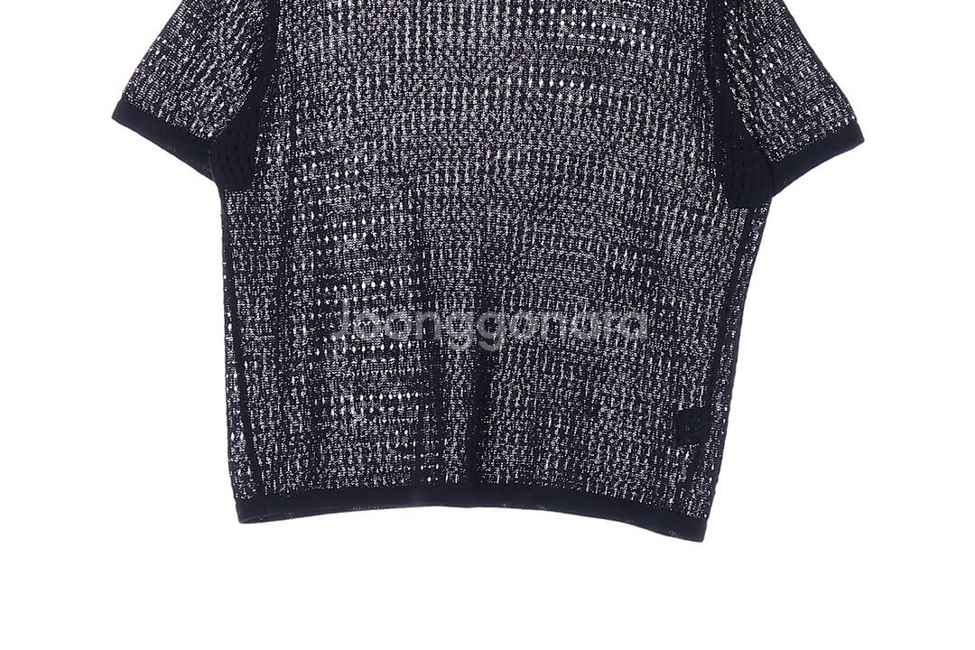 [S]코스 오버핏 시스루 그물망 니트 반팔 티셔츠--2