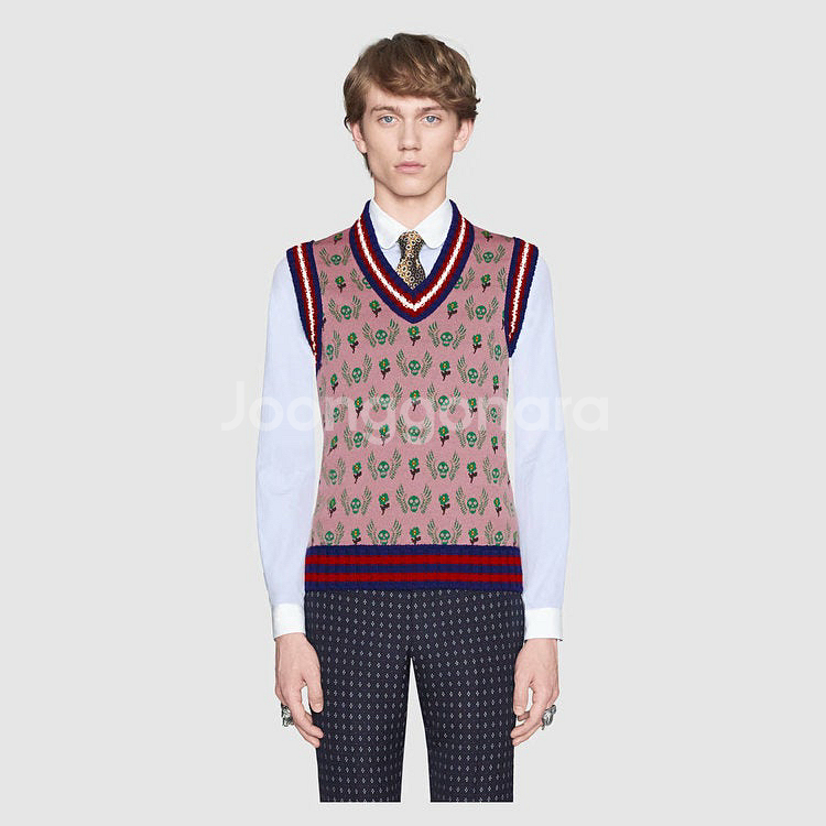 구찌 GUCCI SKULL AND FLOWER JACQ--0