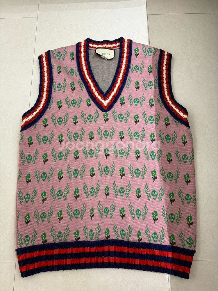 구찌 GUCCI SKULL AND FLOWER JACQ--4