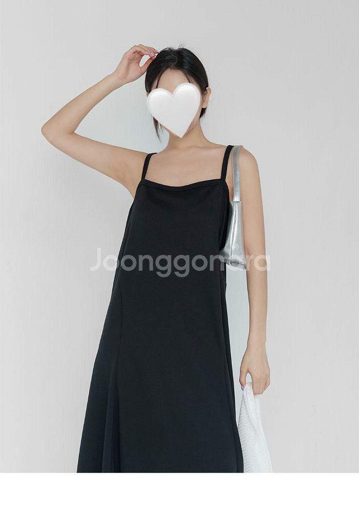 (66~)롱 나시 원피스 블랙 레이어드 플레어 스커트--2