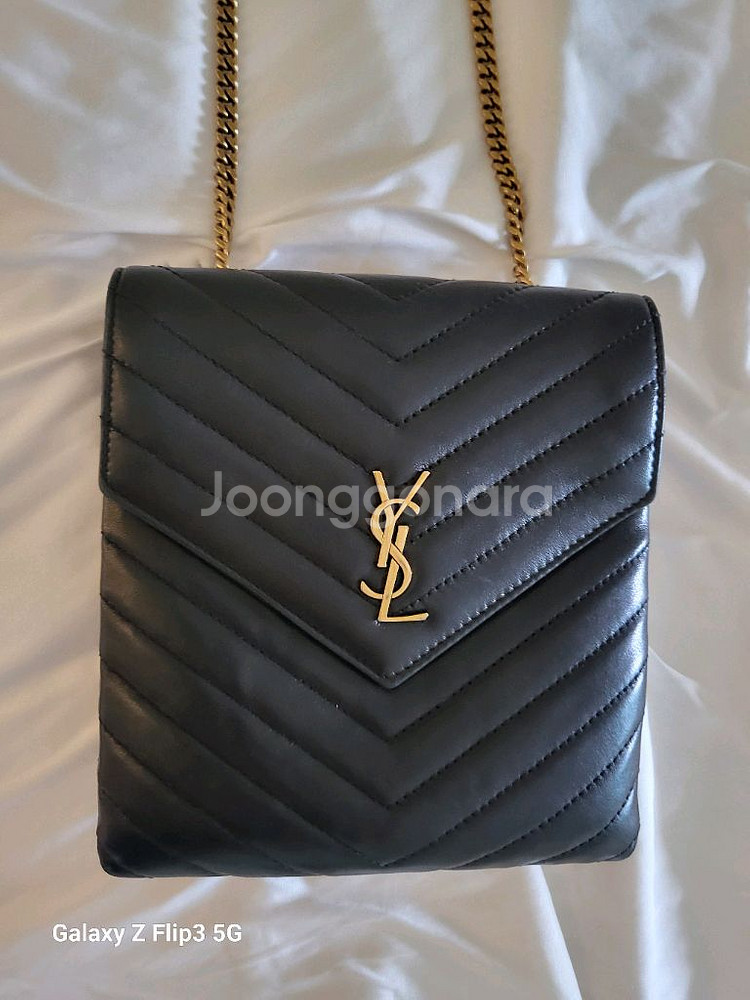 입생로랑 더블플랩체인백 블랙 램스킨--0