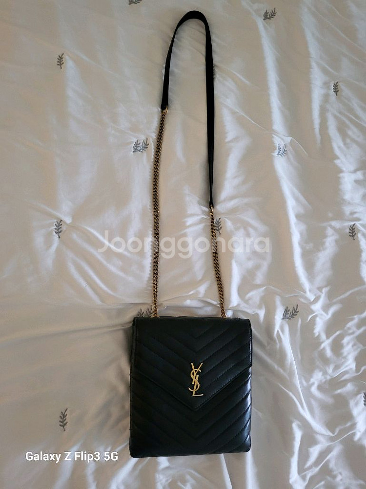 입생로랑 더블플랩체인백 블랙 램스킨--1