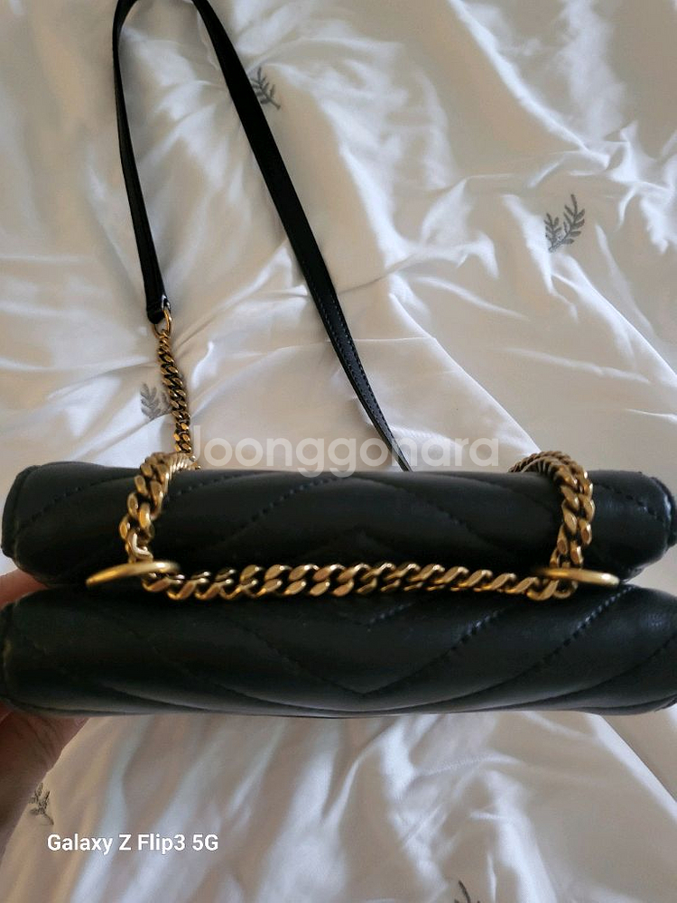 입생로랑 더블플랩체인백 블랙 램스킨--2