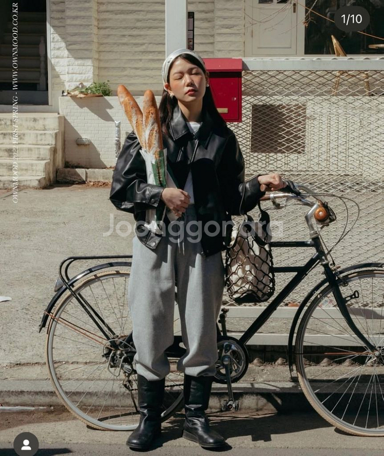 온무드 레더 블루종 자켓--0