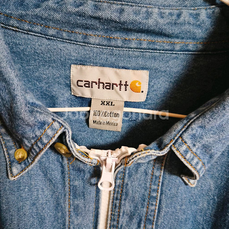 칼하트 크롭 데님 셔츠 자켓--4
