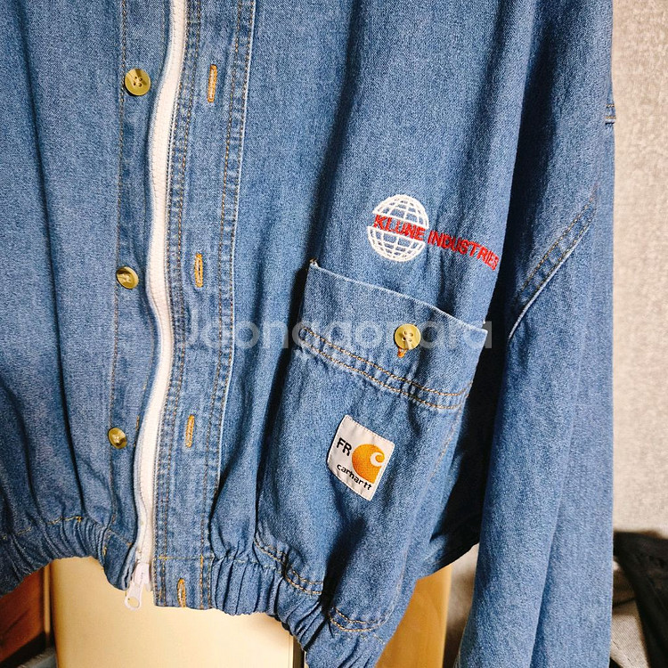 칼하트 크롭 데님 셔츠 자켓--8