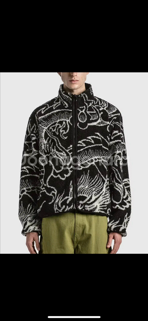 [M] 스투시 드래곤 쉐르파 자켓 블랙 22FW--5