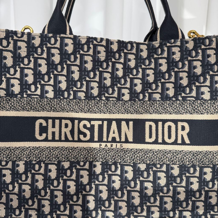 디올 오블리크 북토트 레더 백 미디엄--4