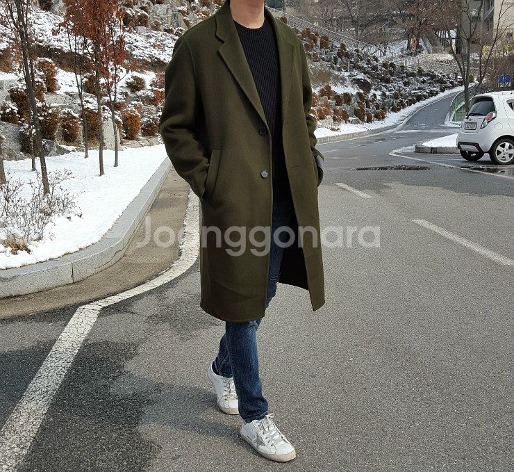 헤든앤미로/핸드메이드 카키 싱글 코트/100~105--4