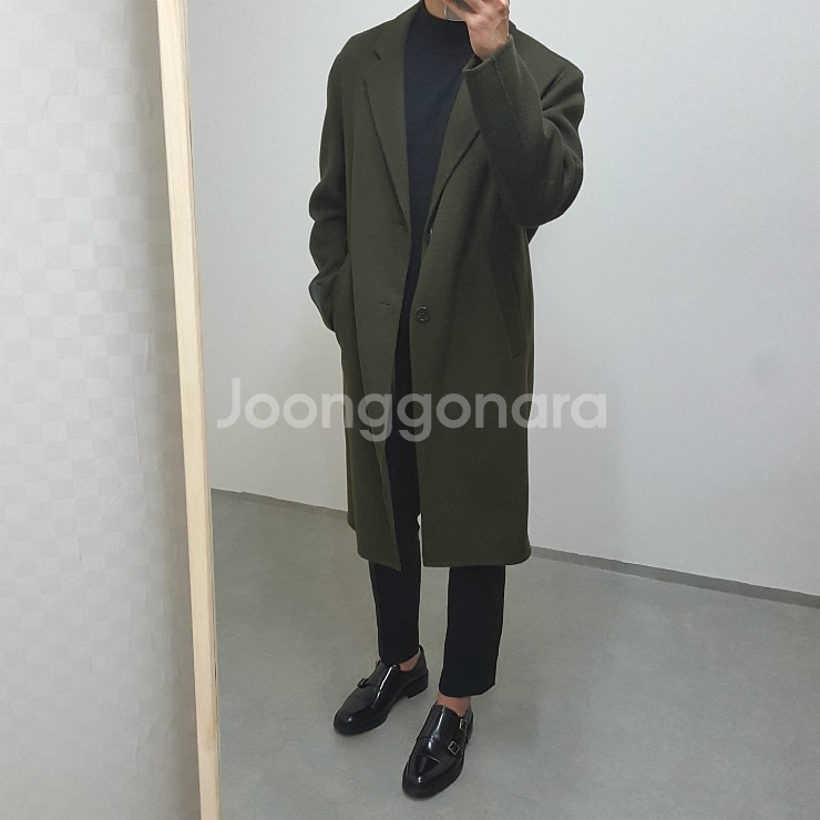 헤든앤미로/핸드메이드 카키 싱글 코트/100~105--6