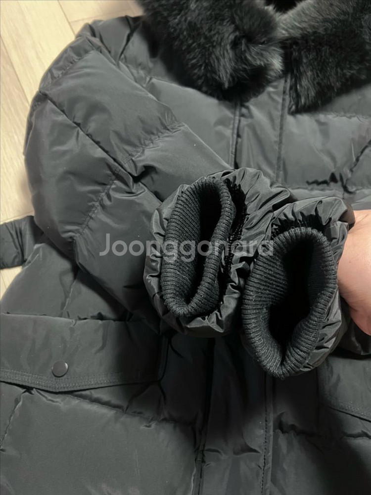 22 듀엘 폭스퍼 벨트 구스다운 숏패딩 후드 거위털점퍼--5