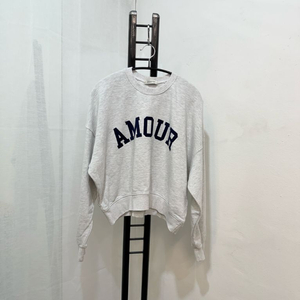 3662어턴센 레터링 가오리핏 오버핏 멜란지그레이맨투맨