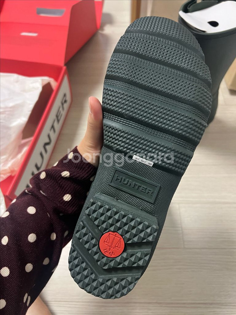 새상품 헌터 사이드 어드저스터블 레인부츠 270 다크올--4