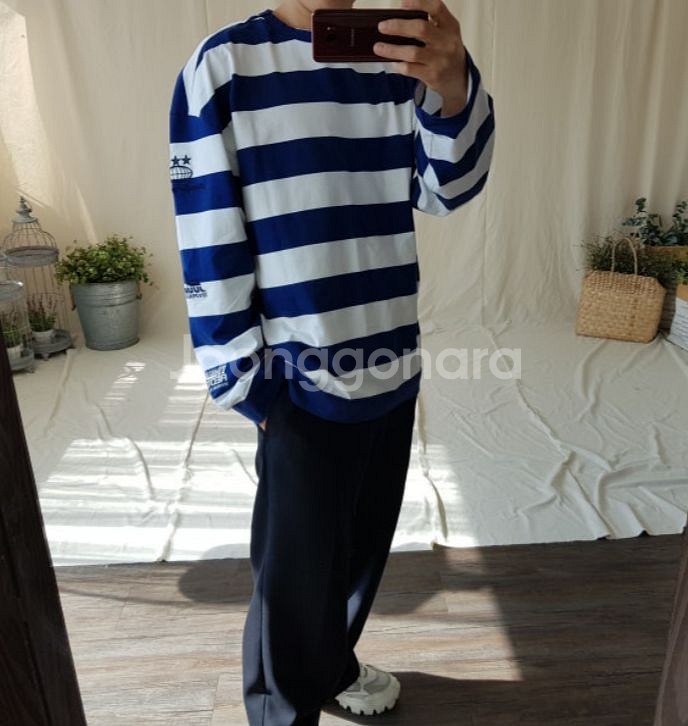 준지 alteredtech 스트라이프 맨투맨 S사이즈--1