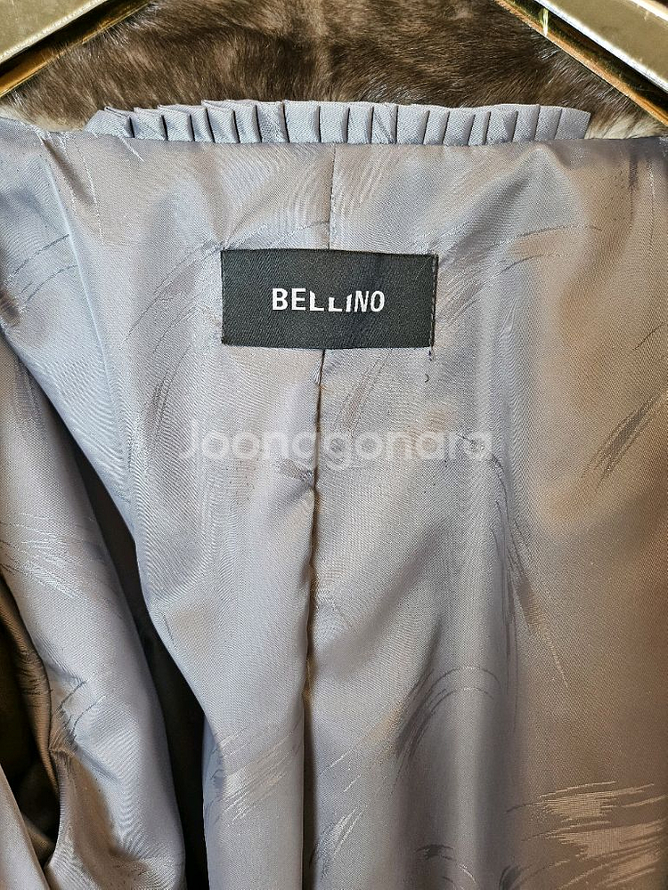 미사용급 벨리노모피 실버블루 풀스킨 스탠카라 밍크코트--9