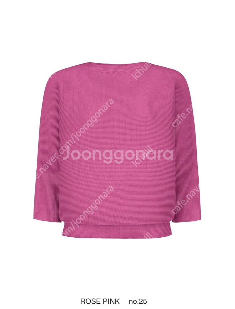 이세이미야케 미 돌먼 스트레치 탑,그린/핑크 ~--4