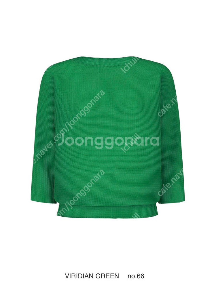 이세이미야케 미 돌먼 스트레치 탑,그린/핑크 ~--3