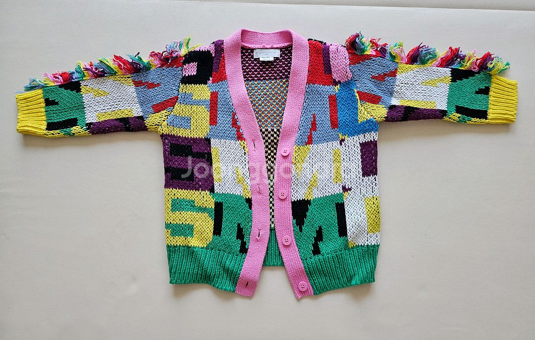 스텔라맥카트니 키즈 컬러블록 프린지 가디건--3