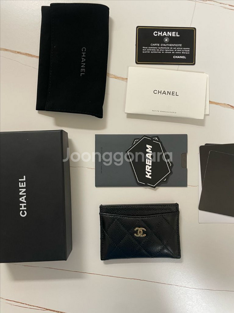 샤넬 캐비어 금장 카드지갑--0