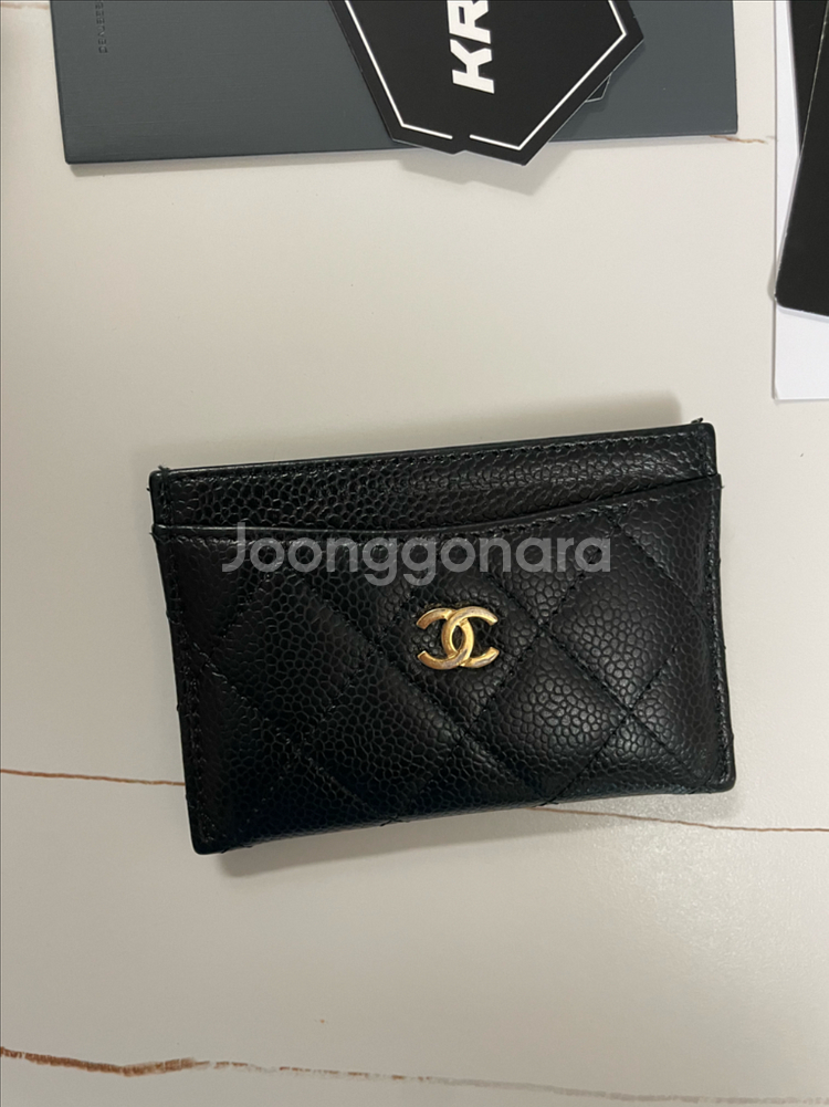 샤넬 캐비어 금장 카드지갑--1