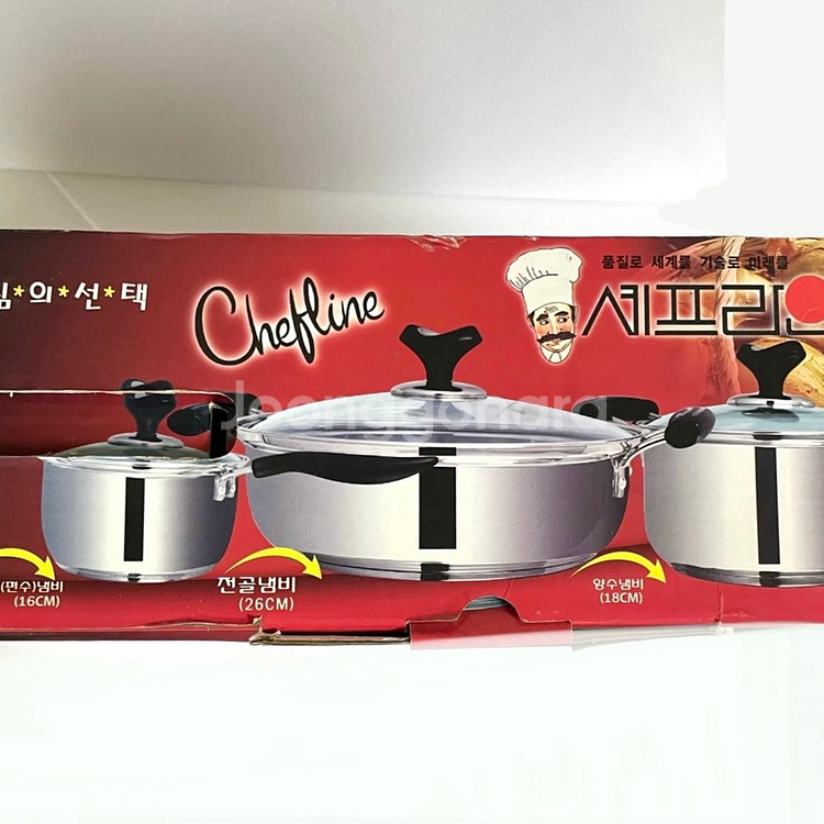 셰프라인 스텐 냄비세트 3종 (새상품) 전골 양수 편수--2