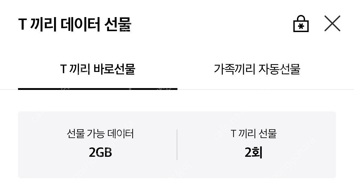 SKT 데이터 2GB 2,000원--0
