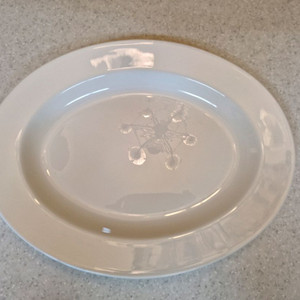 한국도자기 린넨화이트 오벌 접시 대형 이미지