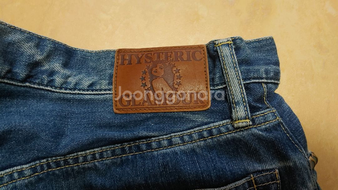 히스테릭 글래머 데미지 가공 블랙 데님 팬츠--7