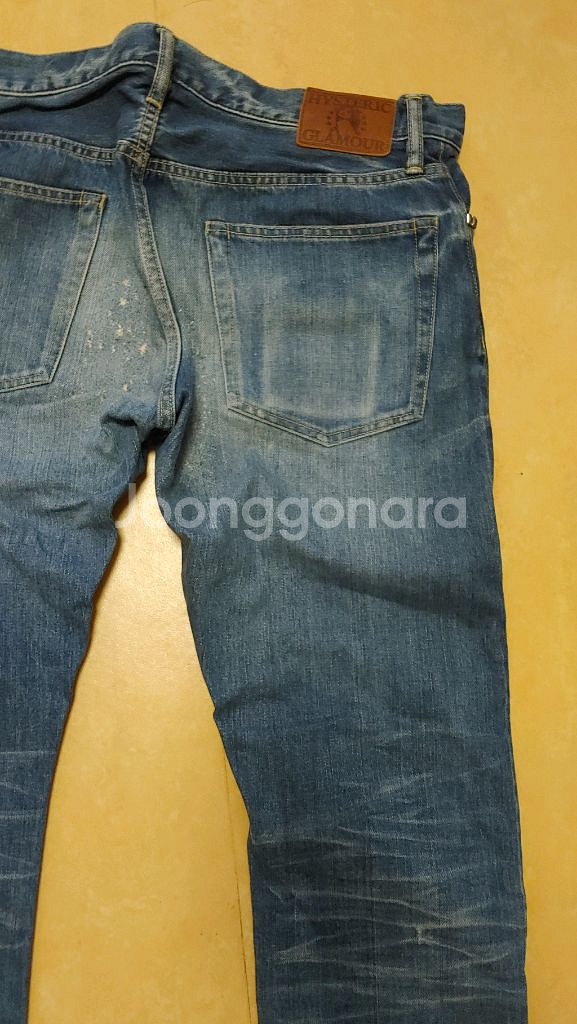 히스테릭 글래머 데미지 가공 블랙 데님 팬츠--6