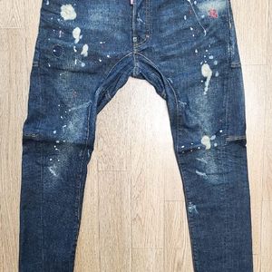 정품 디스퀘어드 페인팅 바이커진 청바지 48