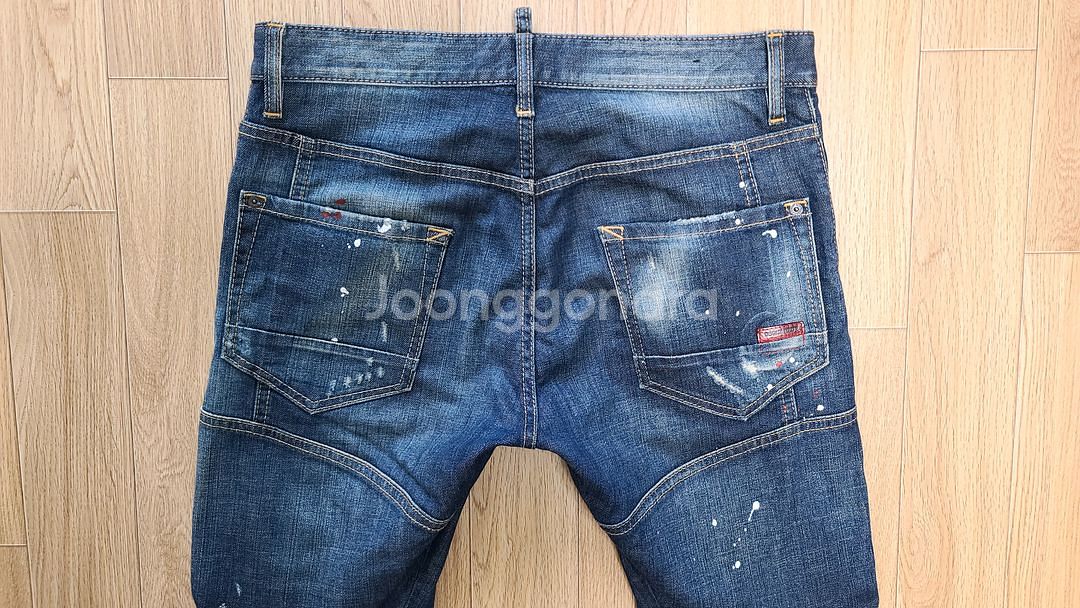정품 디스퀘어드 페인팅 바이커진 청바지 48--3