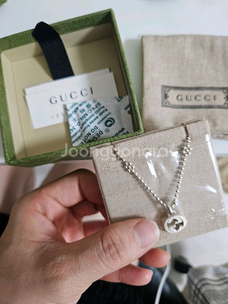구찌 인터로킹 G 실버 목걸이 gucci--2