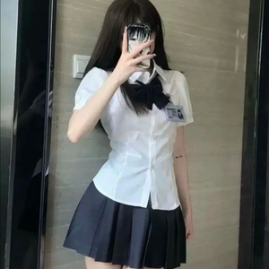 반팔 셔츠 백리본 스트랩 셔링 스쿨룩 에이블리 빈티지