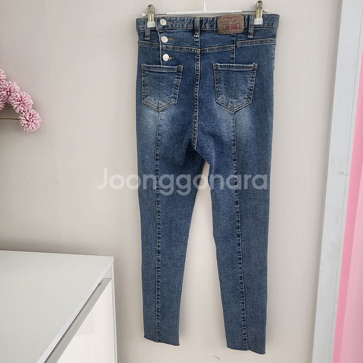 백버튼 뒷절개 언발 스판 스키니ㅡ무배--3