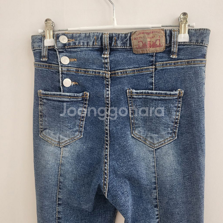 백버튼 뒷절개 언발 스판 스키니ㅡ무배--7