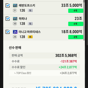 FC온라인 300조 구단 싸게 판매합니다.