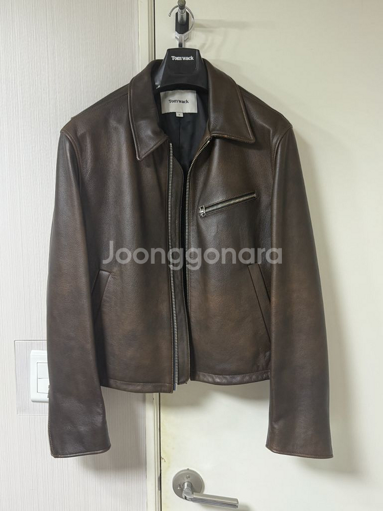 토니웩 24FW 다크브라운 가죽 자켓--0