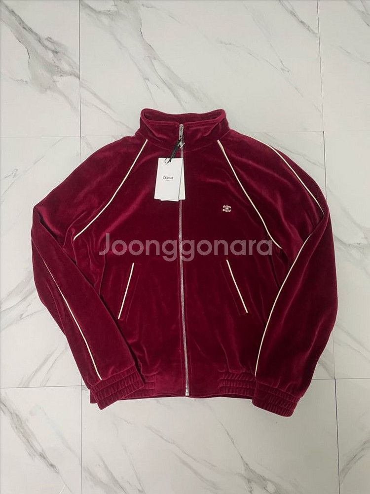 새상품 셀린느 트리오페 벨벳 트랙 져지 자켓 L 버건디--0