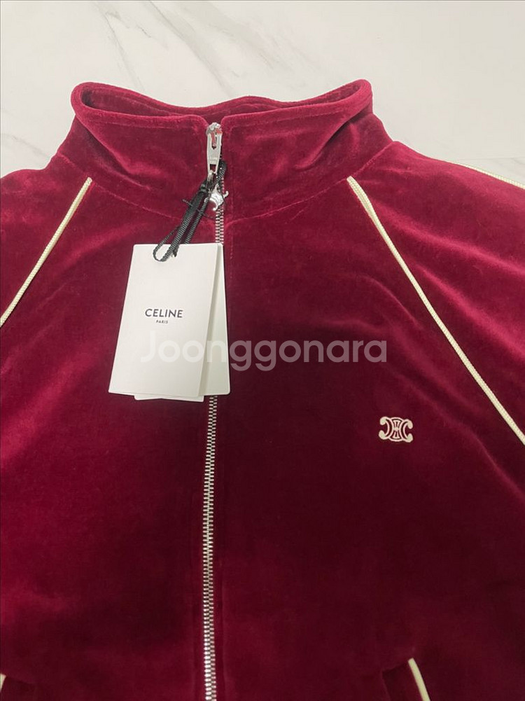 새상품 셀린느 트리오페 벨벳 트랙 져지 자켓 L 버건디--1