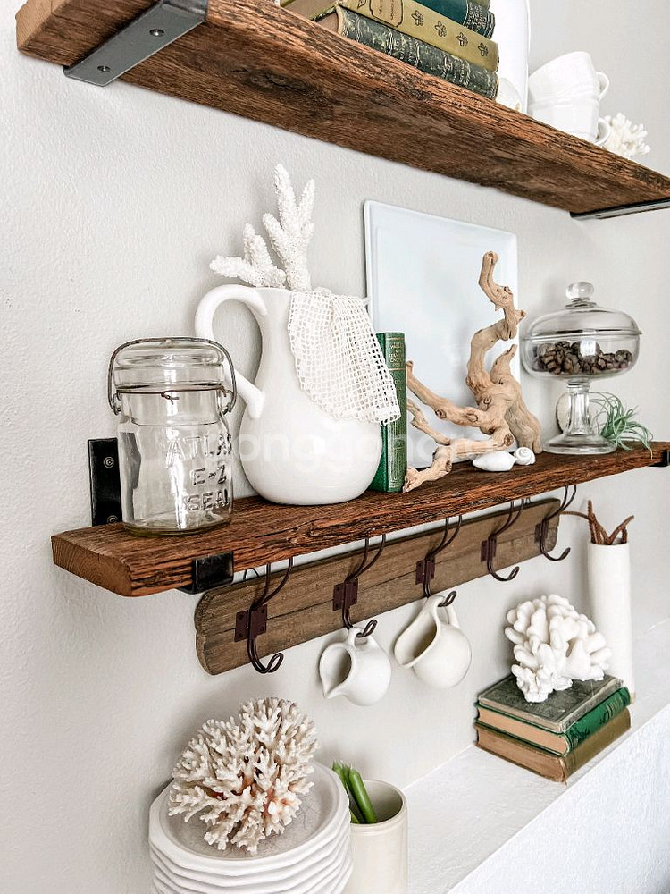 100년이상된 올드오크 빈티지 고재 벽선반 카페벽선반--9