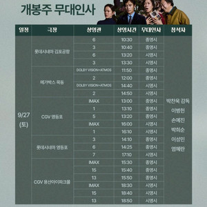 어쩔수가없다 무대인사 27일 목동 D열~2연석 정가