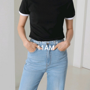 11am배색티셔츠,올리브데올리브 티셔츠