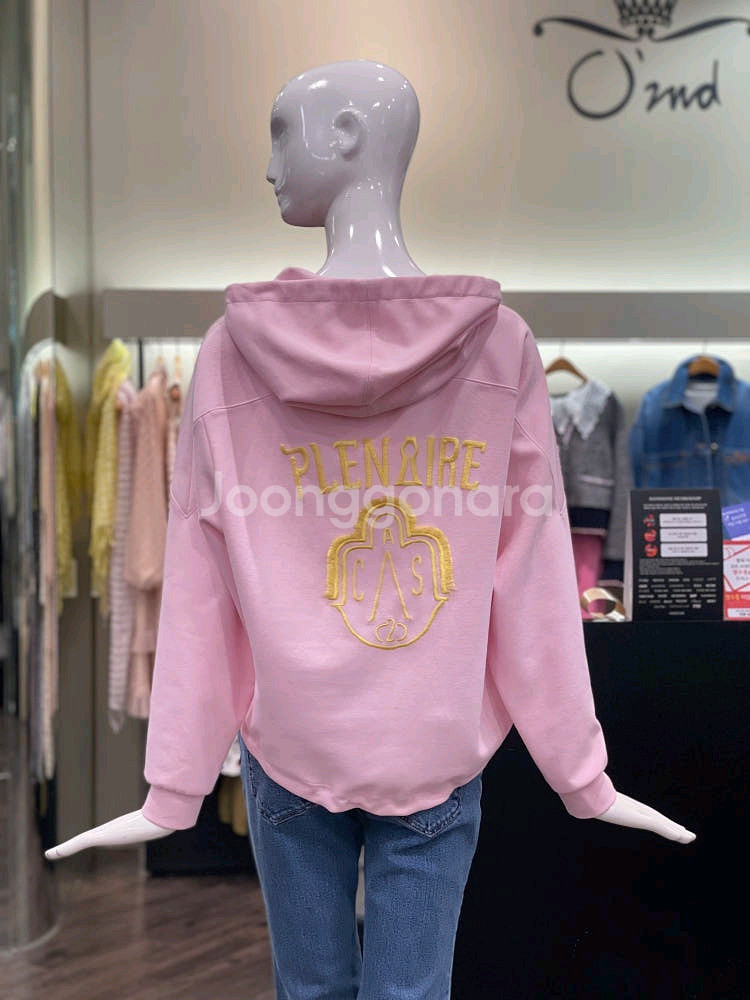 오즈세컨 핑크 후드 티셔츠--1